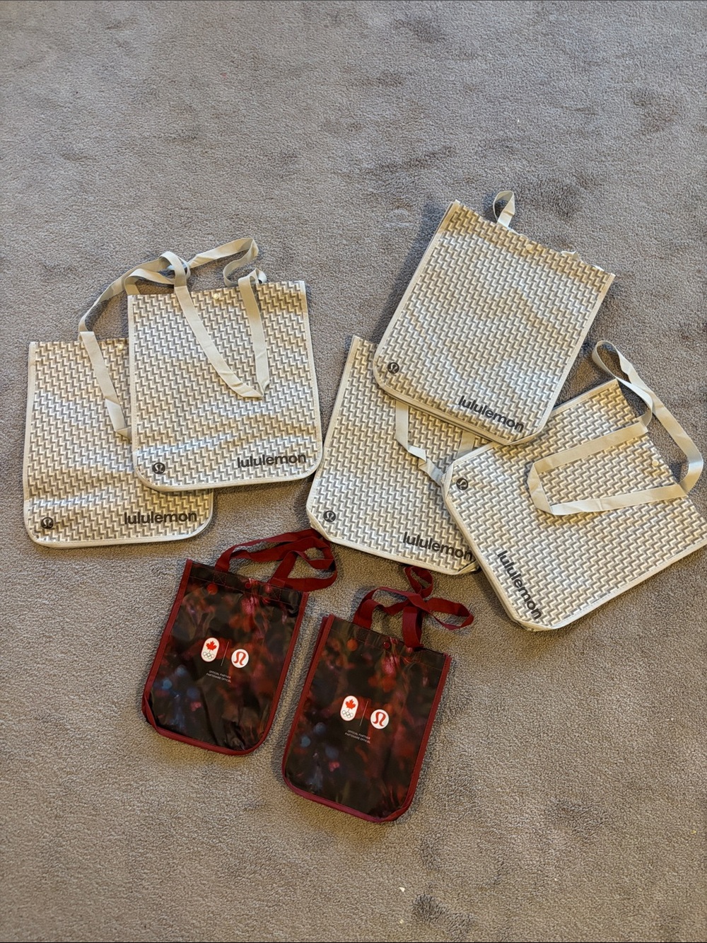lululemon athletica Tote Bags in Cream and Red